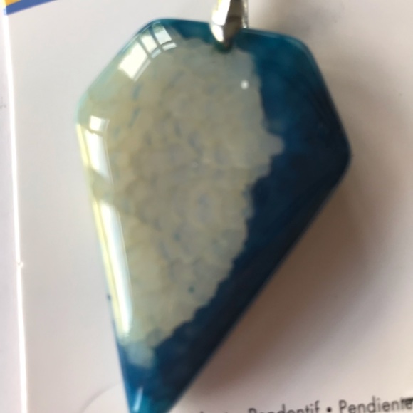 🌈Blue Agate rectangular pendant - Picture 3 of 5